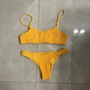 Zaful Yellow Textured Bikini
